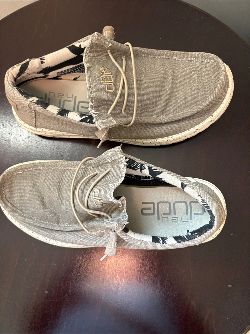 Hey Dude Men's Wally Slip-On Loafers in Light Beige with Cream Accents - Size 8